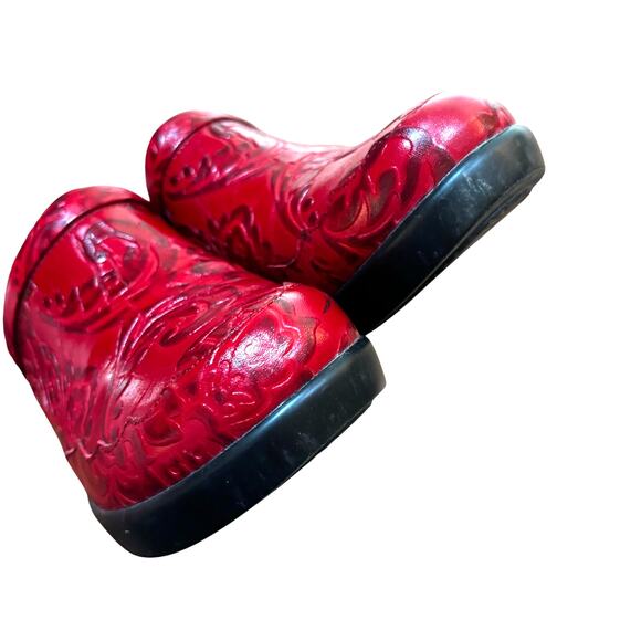 Alegria red embossed leather clogs comfort platform slip on shoes US size 7M - Picture 10 of 11